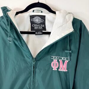 Charles River Large Phi Mu Sorority Green Lined Hooded Pullover Jacket